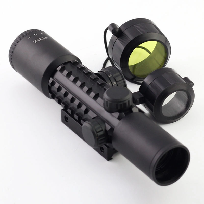 Optics 4X28e W/20mm Weave Rail Illuminated Spotting Rifle Scope
