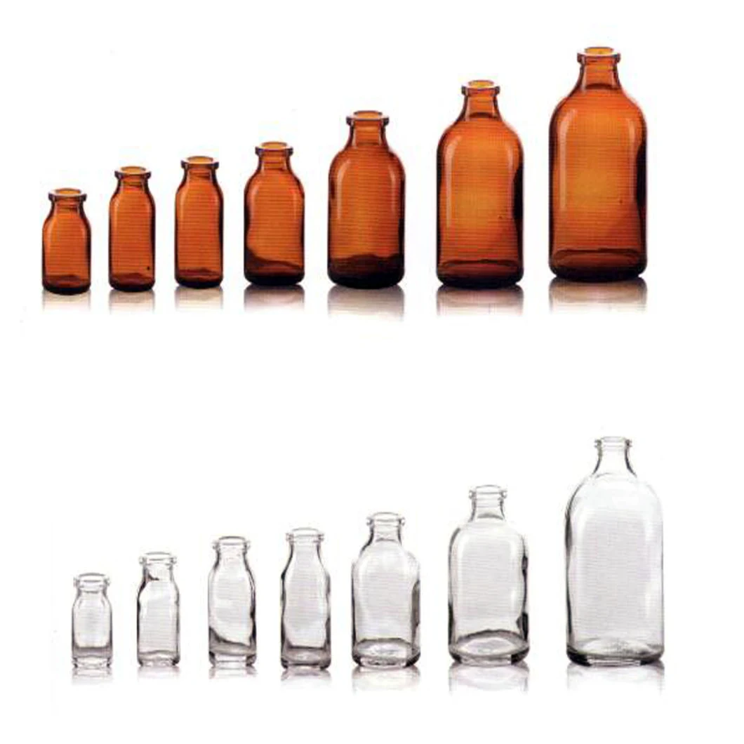 Amber and Clear Moulded Antibiotic Glass Vials