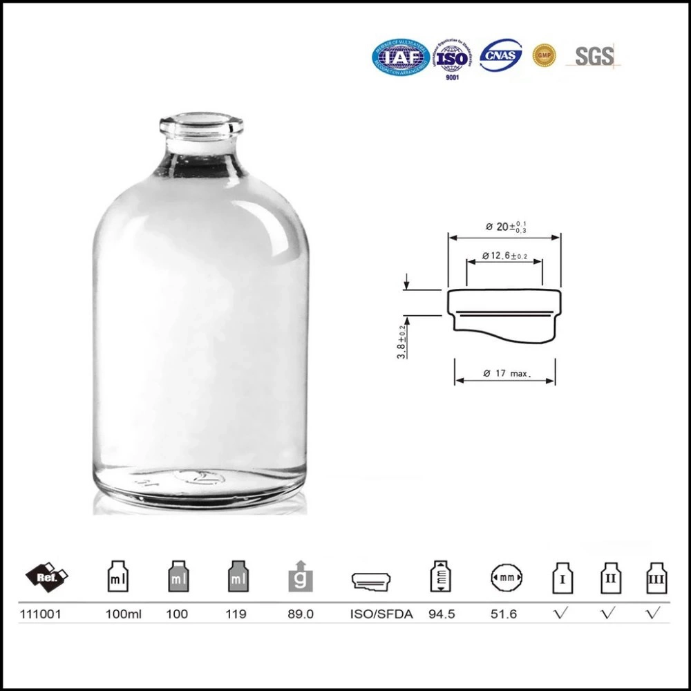 Clear Injection Vials for Antibiotic Glass Bottle with FDA Approved