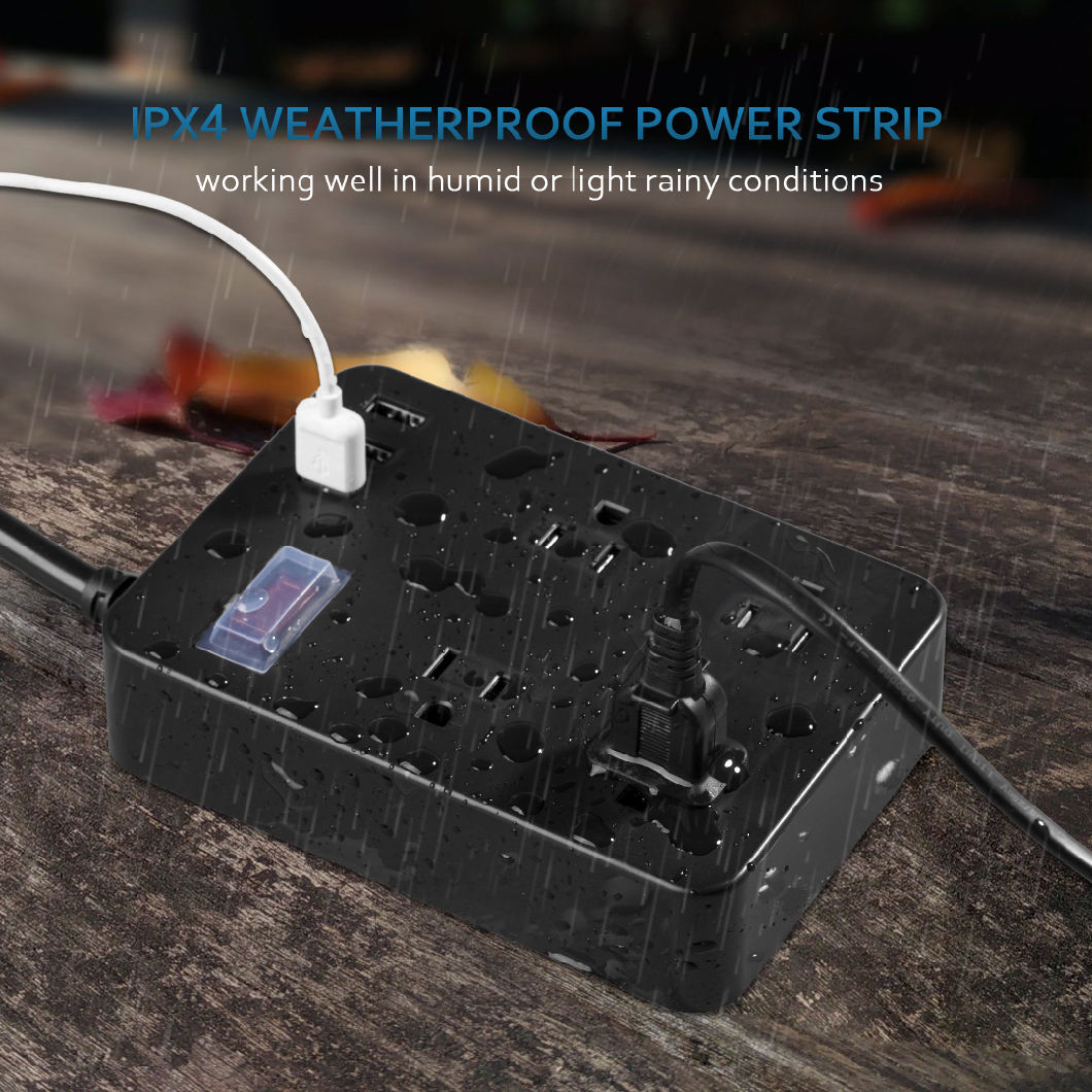 Factory Supply Power Supply Waterproof Us Power Strip with USB Switch Socket