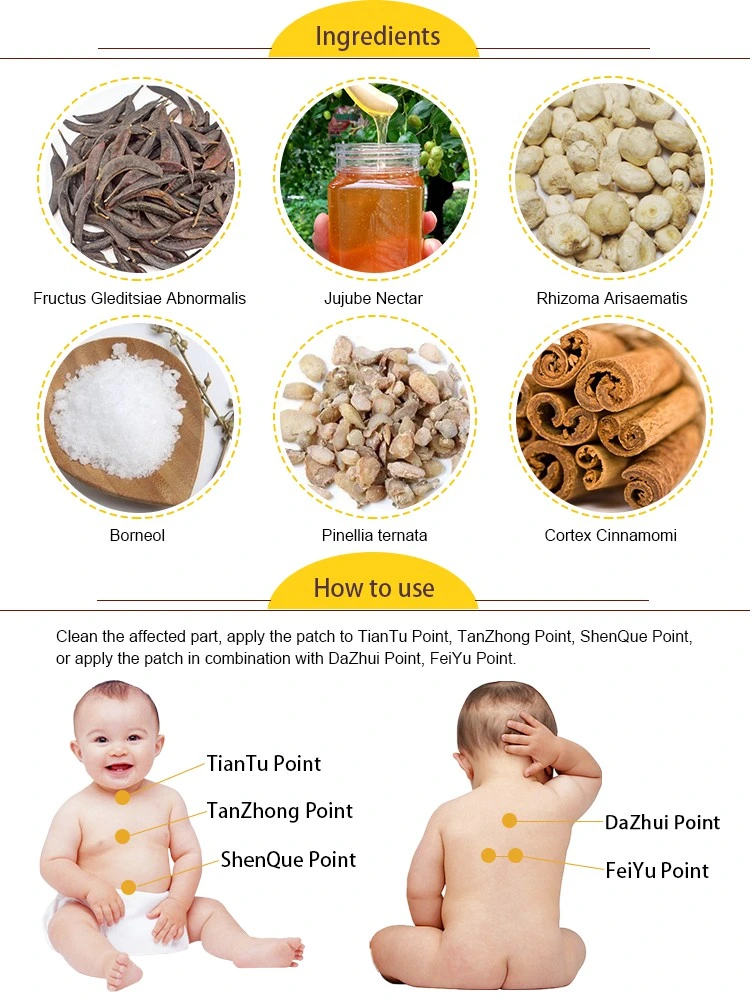 Chinese Medicine Low-Grade Fever Dispelled Anti-Cough Patch for Baby
