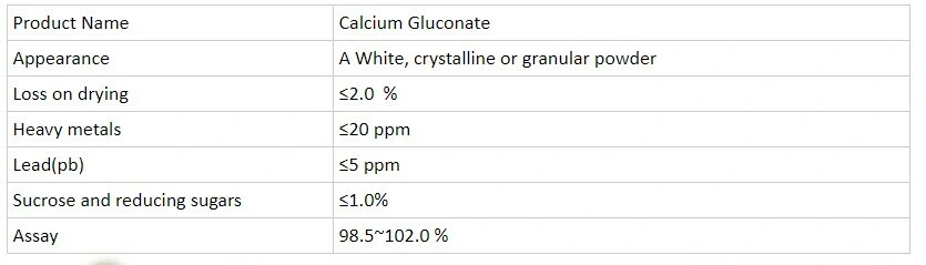 Supplier of Nutrition Supplement Calcium Gluconate CAS: 299-28-5
