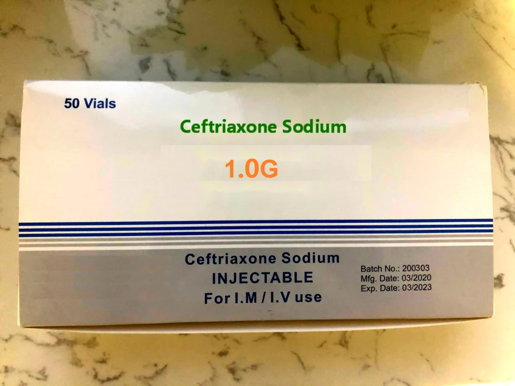 Pharmaceutical 1g Ceftriaxone Sodium for Injection and 10ml Water+ 3.5ml Lidocaine (1%) for Injection