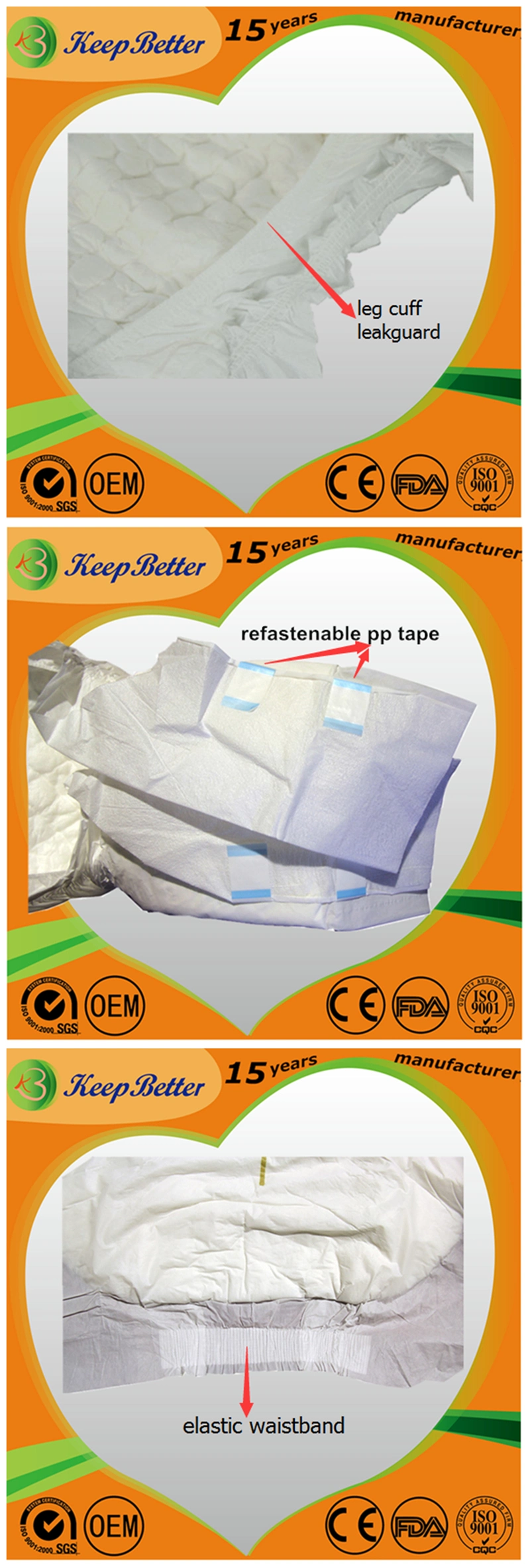 Premium Absorbent Overnight Medical Supplies/Wholesale Custom OEM Disposable Printed Adult Incontinence Pants/Nappies/Briefs Diapers