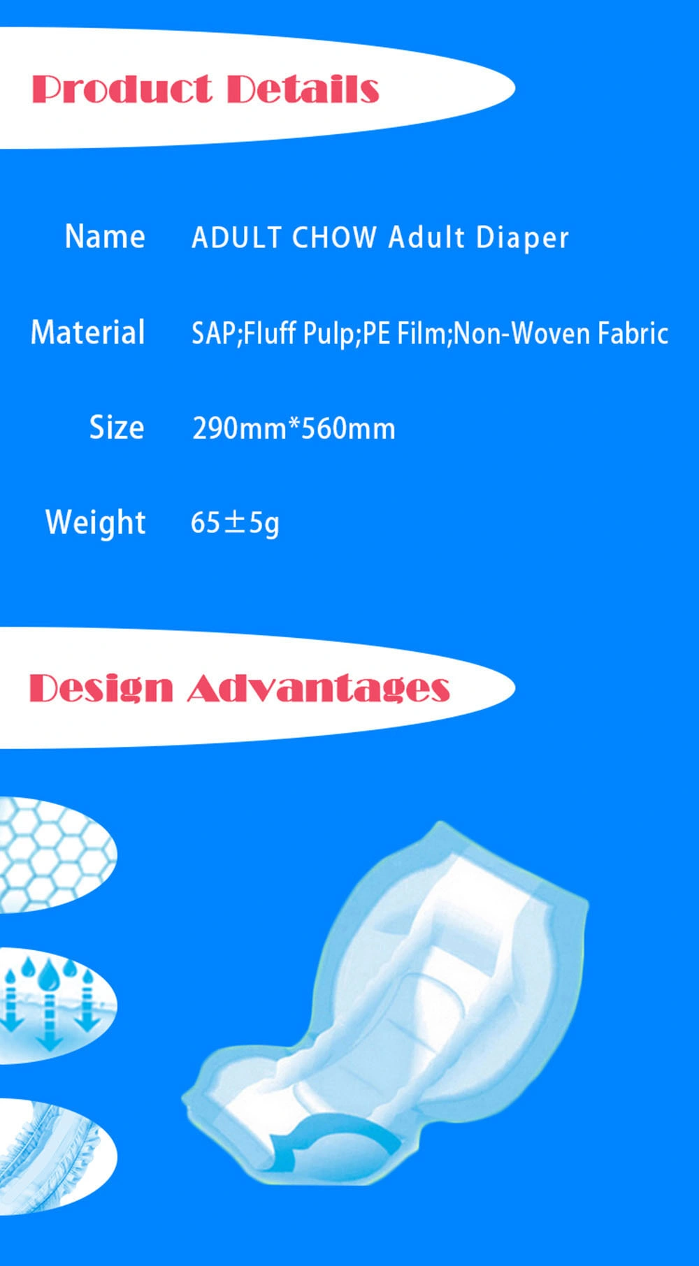 Maximum Absorbency Leak Protection Bulk Incontinence Underwear Disposable OEM Wholesale  Adult  Diaper