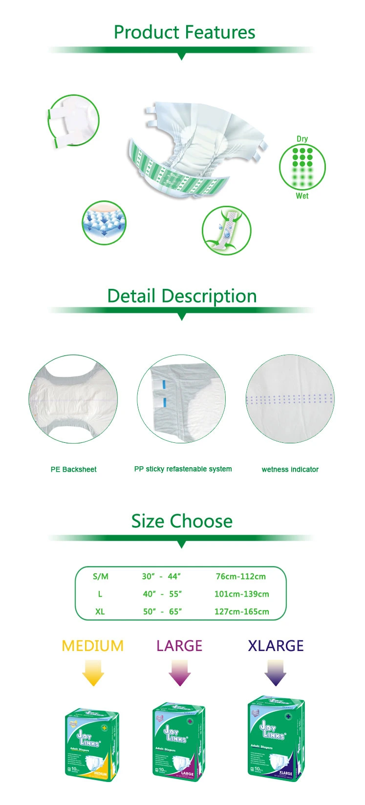 Soft Disposable Diapers for Incontince Adults