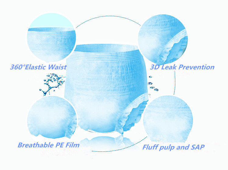 Soft Breathable Absorption Disposable OEM Japan Imported Materials Adult Diaper Pants