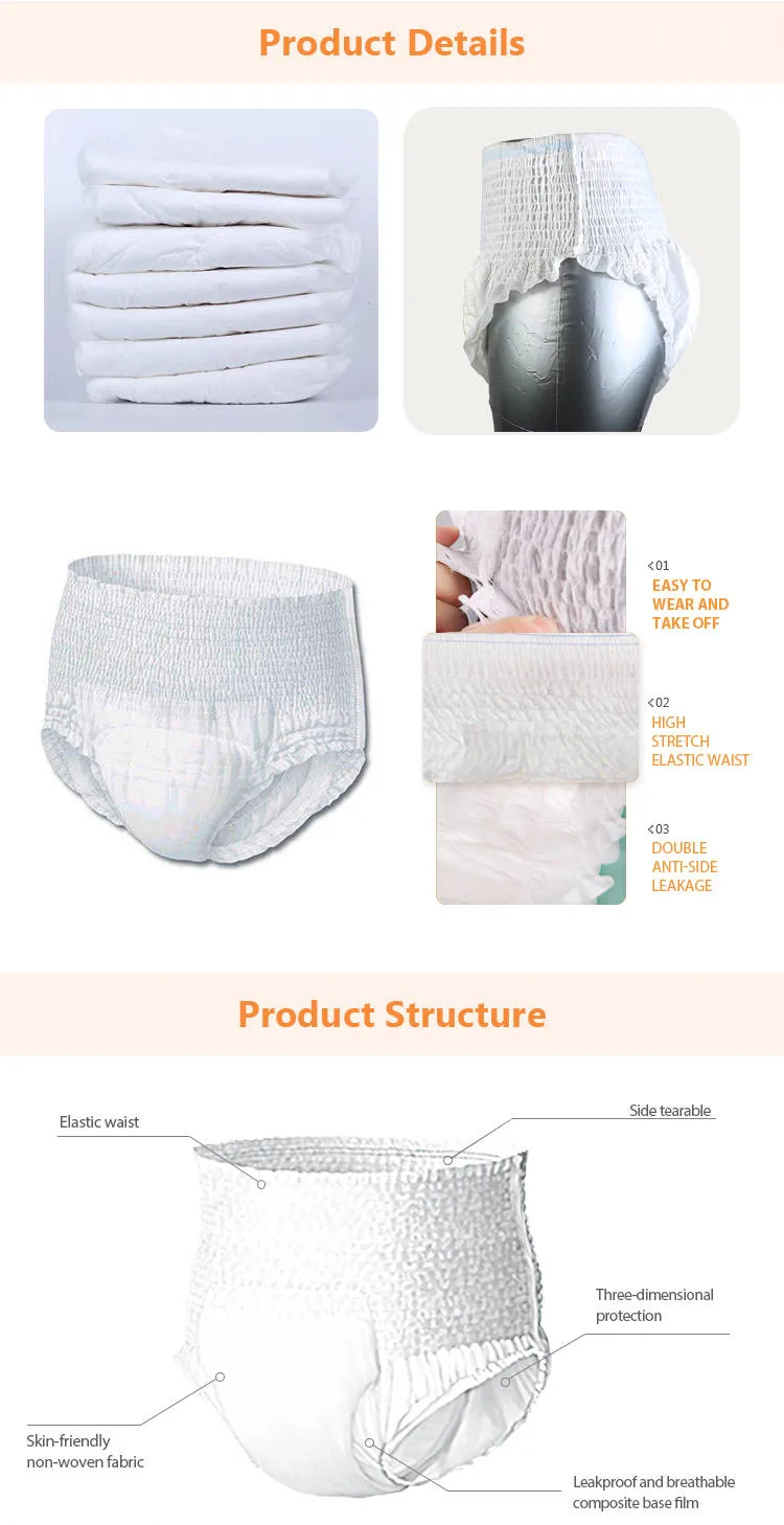 Printed Panty Type Pull up Adult Pant Diaper Free Sample