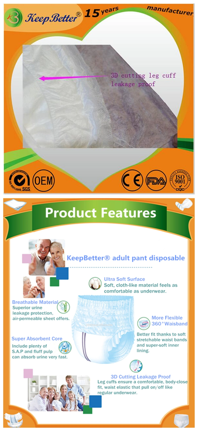 Overnight Disposable Incontinence Pants Underwear Adult Pull up Diapers Pull on Nappies