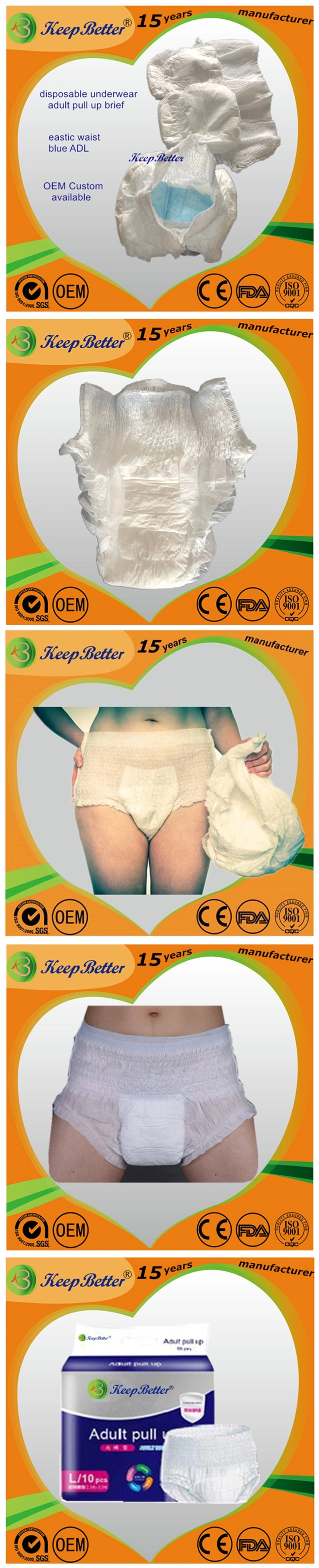 Wholesale Supplier/Manufacturer Disposable Incontinence Products Medical Supplies XL Absorbent Overnight Adults Pull Ups Diaper Protective Underwear for Elderly