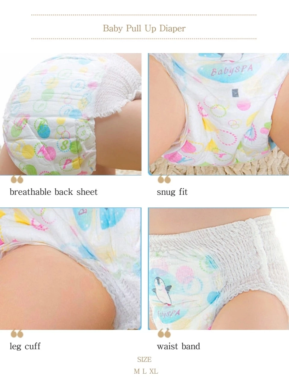 Hot Sale Diapers 360 Elastic Waist Pull up Baby Diapers Pants