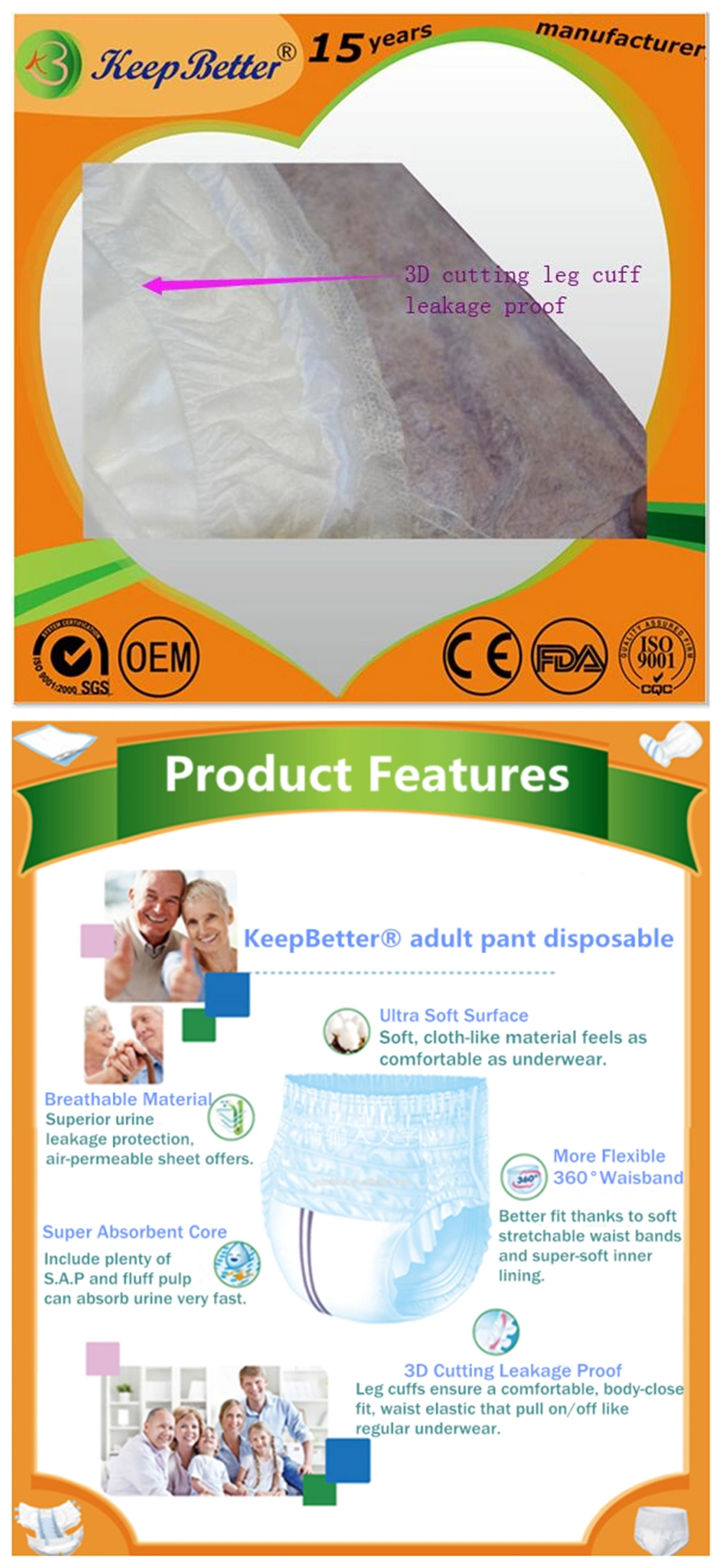 Overnight Disposable Adult Incontinence Pull up Diapers Nappies for Adults