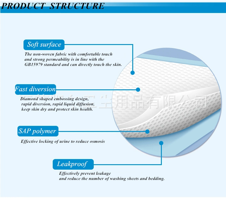 China Local Factory Soft Blue Disposable Underpads