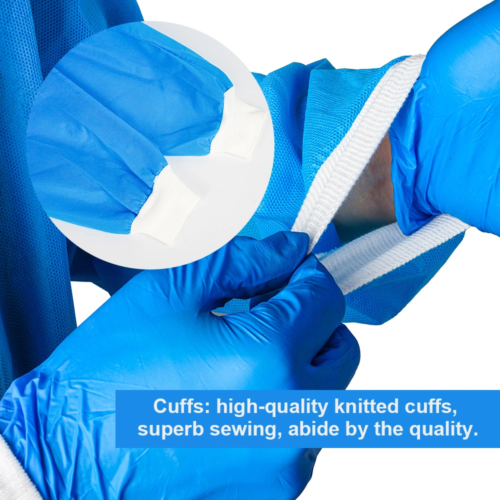 Custom Breathable Antibacterial Fluid-Resistant Disposable Surgical Gowns Steril Disposable Surgical Gown Disposable Knitted Cuff