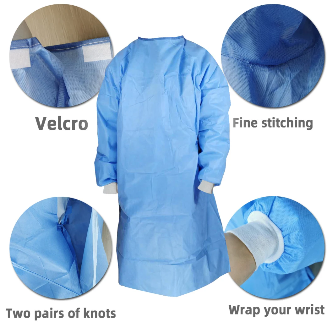 Disposable Gown Waterproof Surgical Gowns 35-40GSM SMMS Disposable SMS Surgical Gown