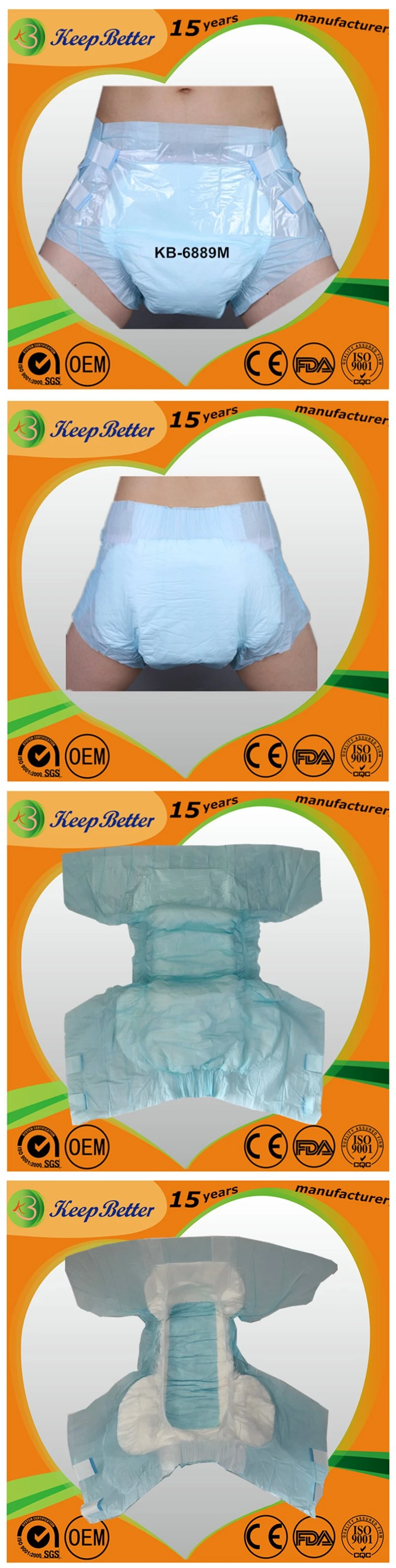 Premium Absorbent Overnight Medical Supplies/Wholesale Custom OEM Disposable Printed Adult Incontinence Pants/Nappies/Briefs Diapers