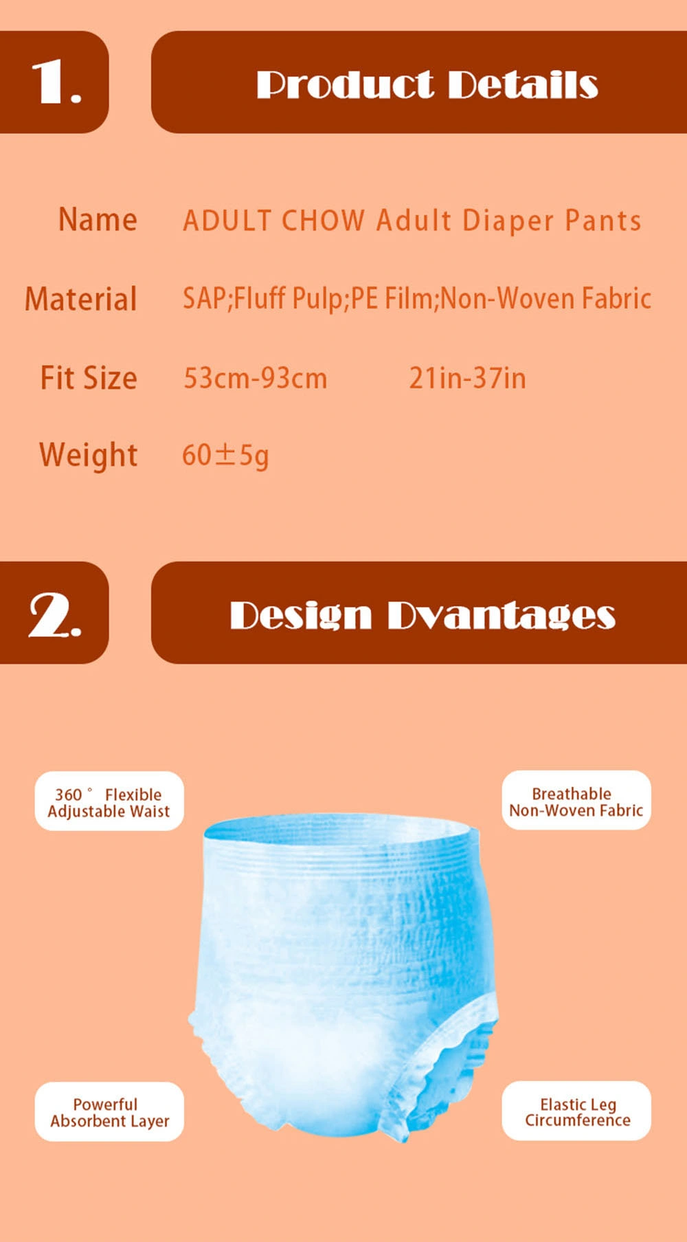 OEM Low Price High Quality Disposable China Adult Diapers Pants