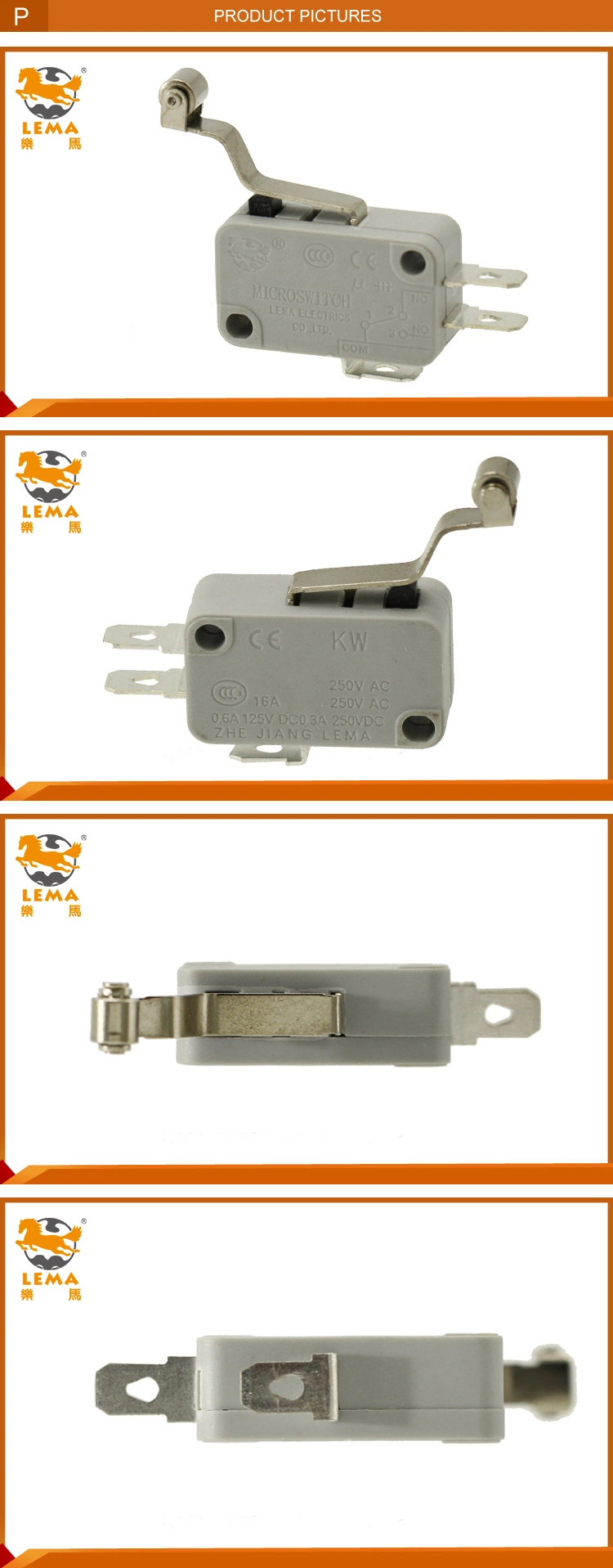 Lema Kw7-23 Roller Lever Sensitive Micro Switch CCC Ce UL VDE Micro Switch