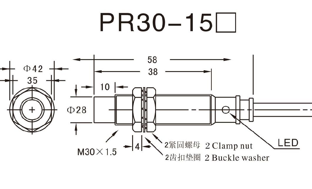Omch Pr30-15dp M30 Inductive Proximity Switch PNP Sensor AC DC 12V 24V 2-Wire Metal Detector Switch