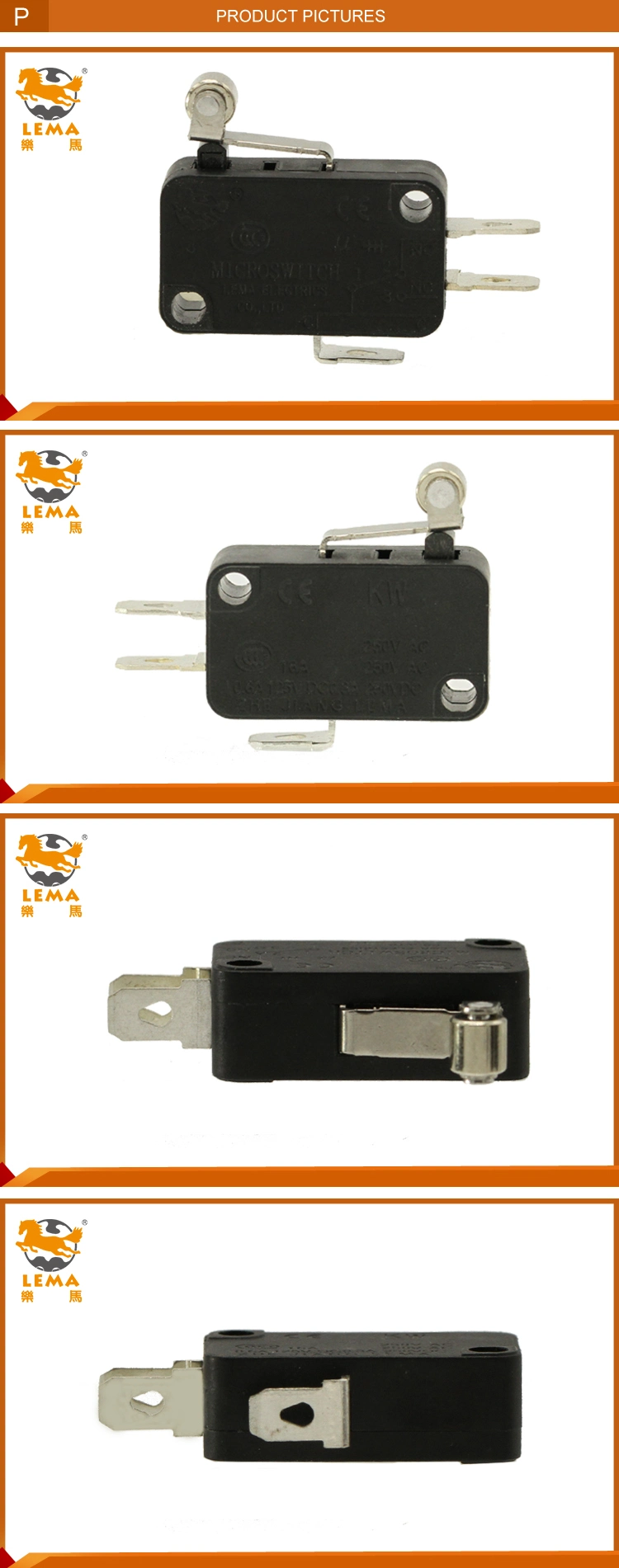 Hot Sell Kw7-3 Roller Lever Actuator Micro Switch