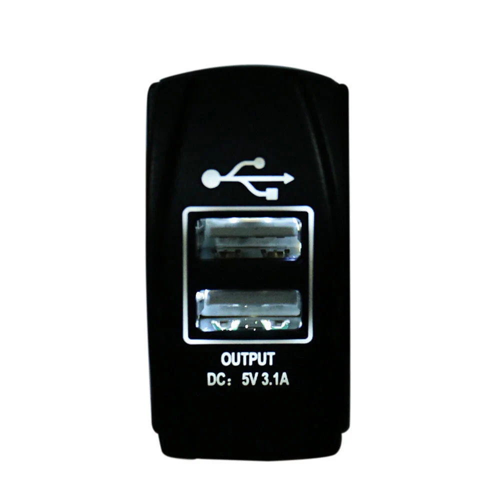Dual USB Car Charger Socket Arb Carling Rocker Switch