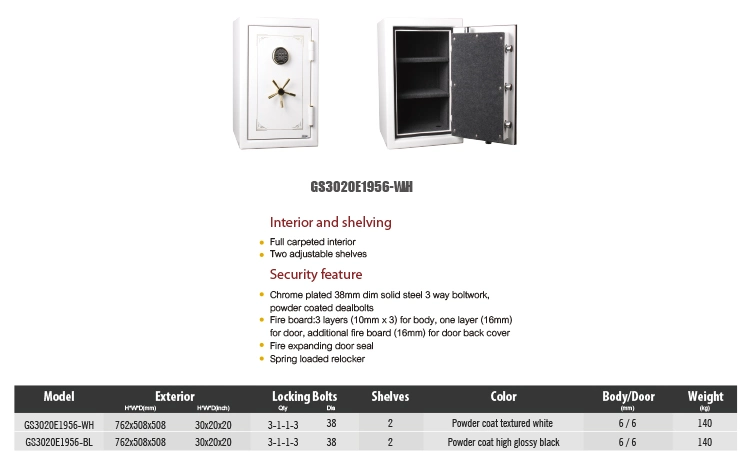 Aipu Fingerprint Safe GS3020e1956-Bl/Home&Office Biometric Safe Box/Security Storage Safety Box