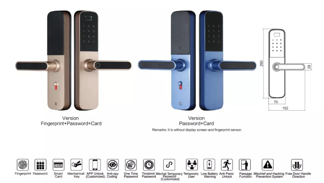 Electronic Safe Magnetic Fingerprint Combination Door Hardware Smart Lock Handle