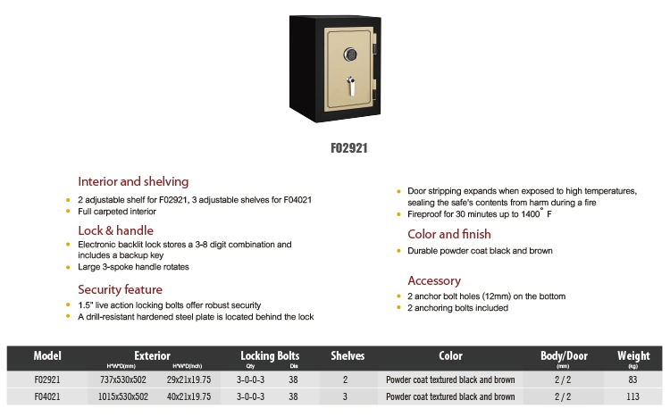 Aipu Fingerprint Safe F02921/Home&Office Biometric Safe Box/Security Storage Safety Box