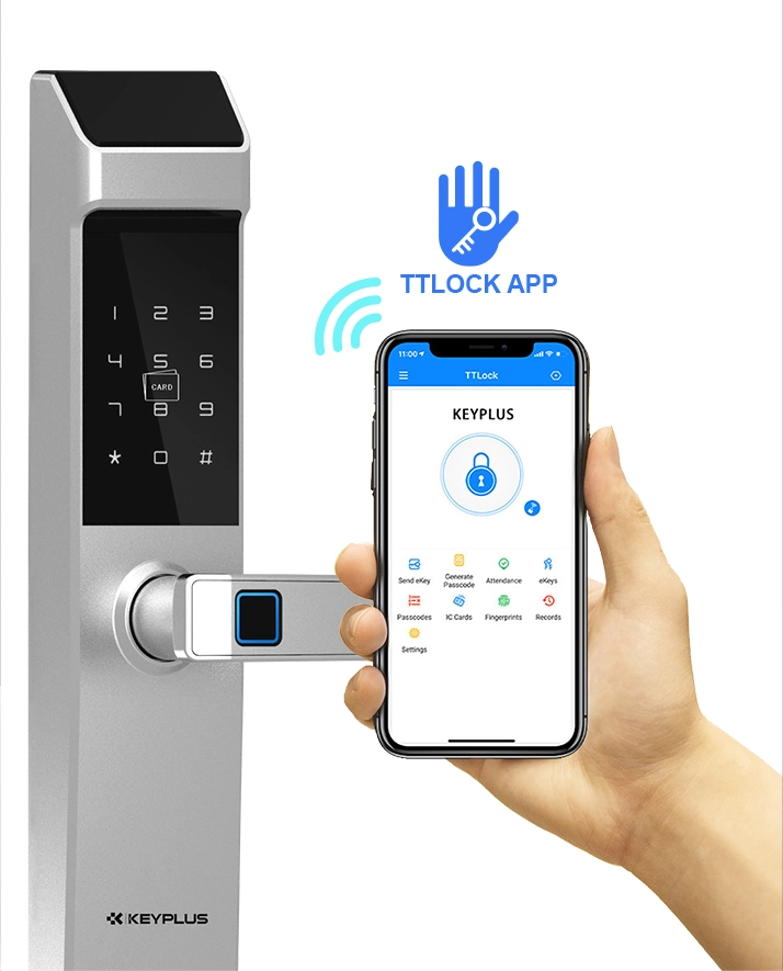 Smart Ultrathin Bluetooth Fingerprint Mechanical Safe Door Electronic Lock with Lock Cylinder