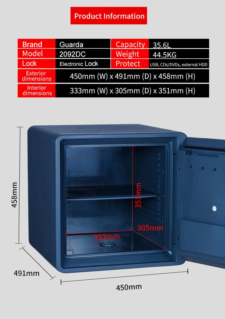 Digital Legal Size Safety Deposit Box Commercial Concealed Home Fireproof Safe Box Guarda 2092D