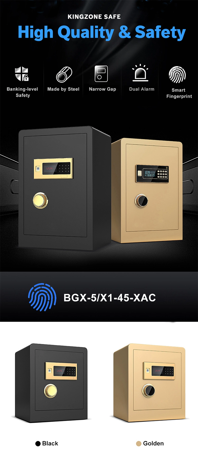 High Quality Electronic Fingerprint Safe Box for Home Office Hotel