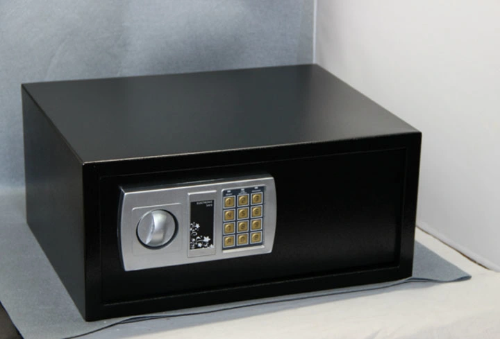 43ED Black Hotel/Home Safe Box with Digital Lock +Rotary Knob+Emergency Key