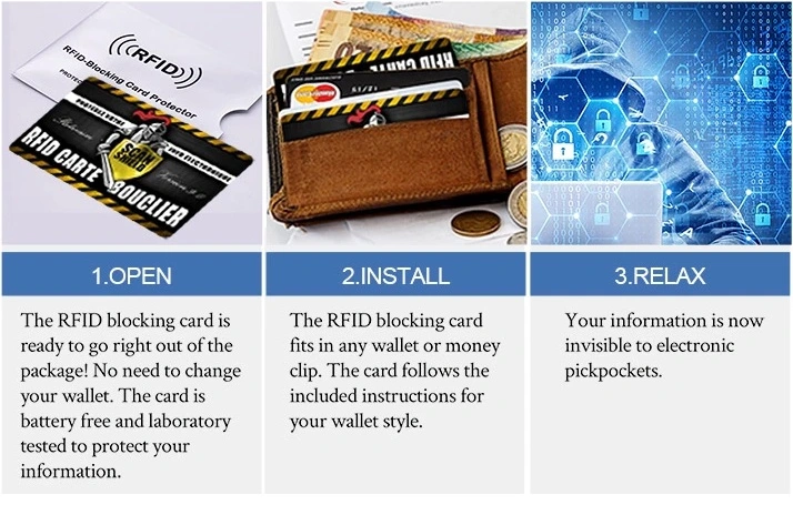 China Factory Skimming Blocker RFID Blocking Protection Card for Credit Card Safe