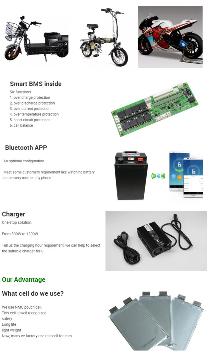 Safe Lithium Ion Electric Car Battery Pack LiFePO4 72V 20ah with Deep Cycle Storage for Car