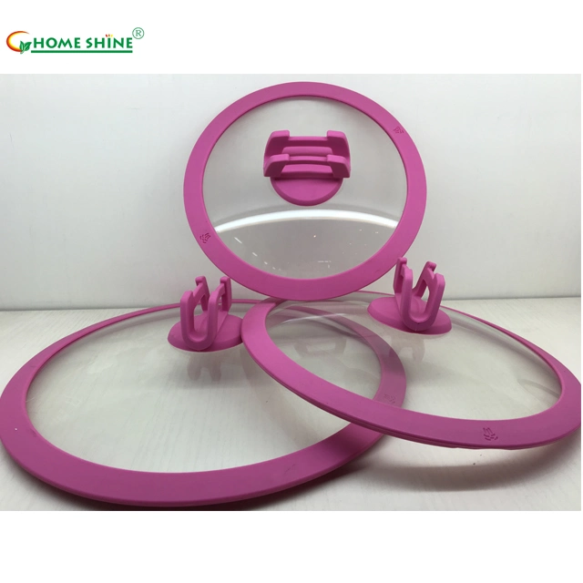 Silicone Lid Edge Glass Pan Lid for Cookware