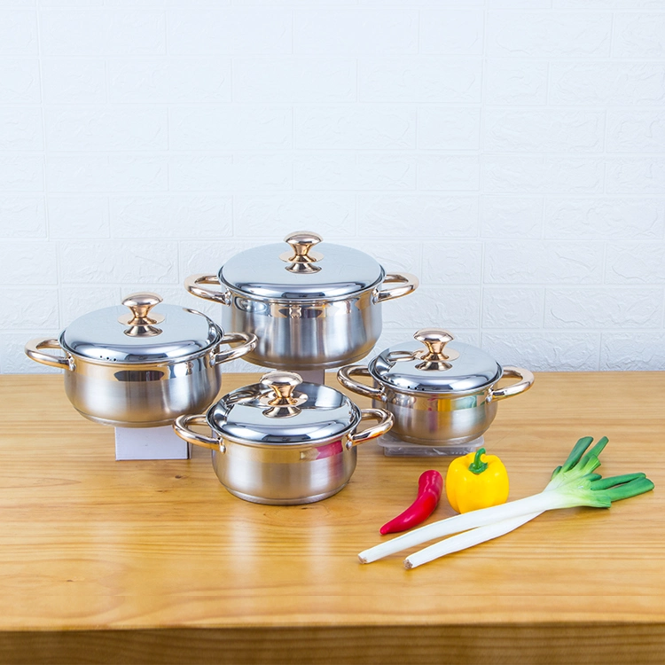 8 PCS Belly Shaped Stainless Steel Kitchen Cookware with Cooking Pot Set