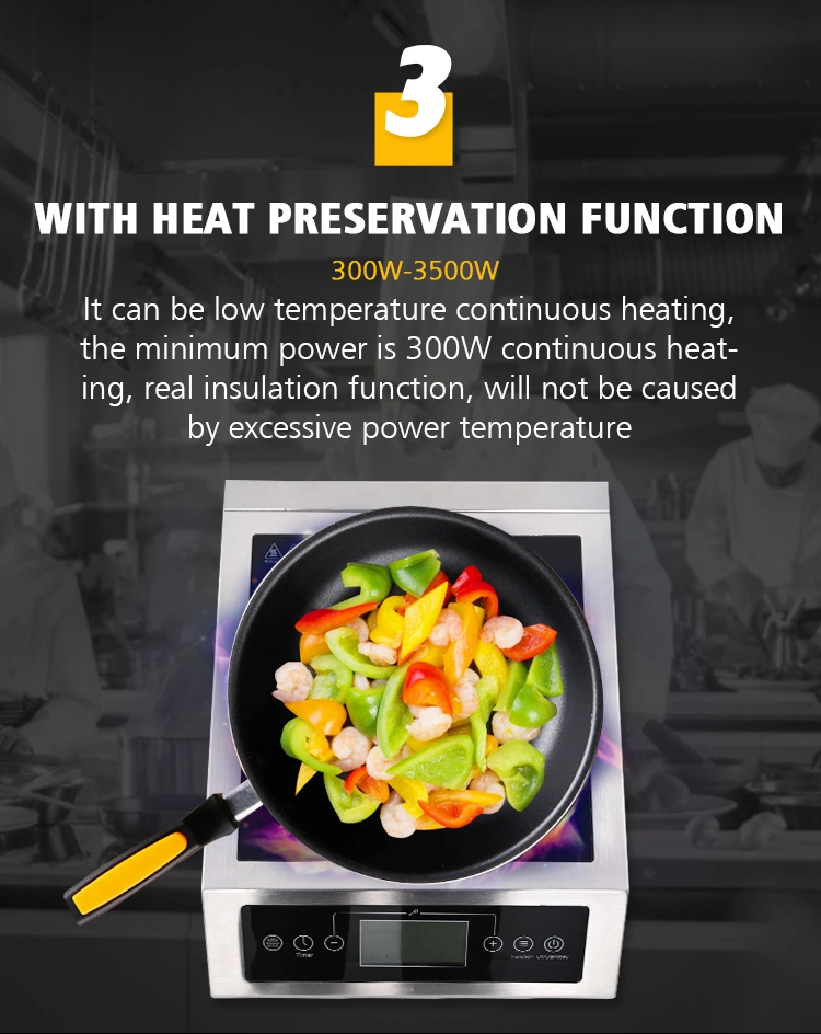Liquid Crystal Display Energy Saving and High Efficiency 3500W Stir-Fry Commercial Induction Cooker