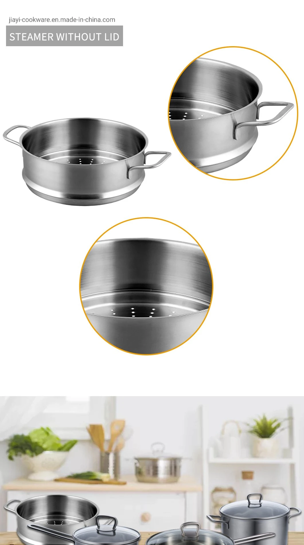 Glass Lid Cookware Long Handle Milk Pot Triple Bottom Kitchen Cooking Pots Saucepan Jy-1675lst