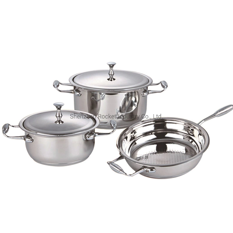 High Quality Steel Lid Stainless Steel Kitchenware Cooking Pot and Pan Set Cookware Set