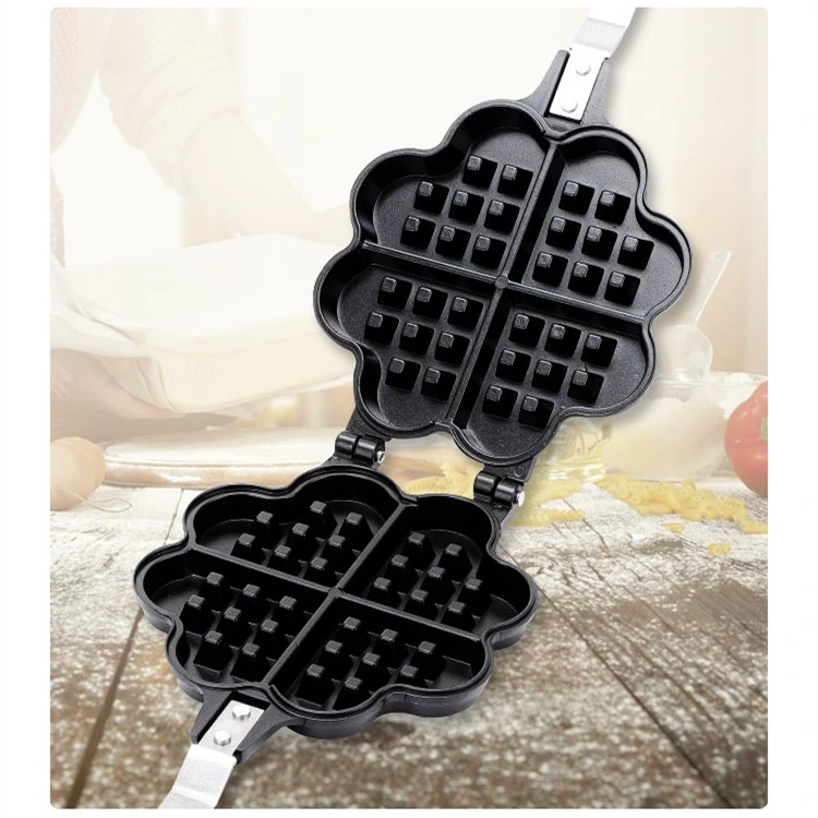 Sweetheart Waffle Maker Pan Mould Mold- Non-Stick Waffle Griddle Iron- 4 Heart-Shaped Waffles