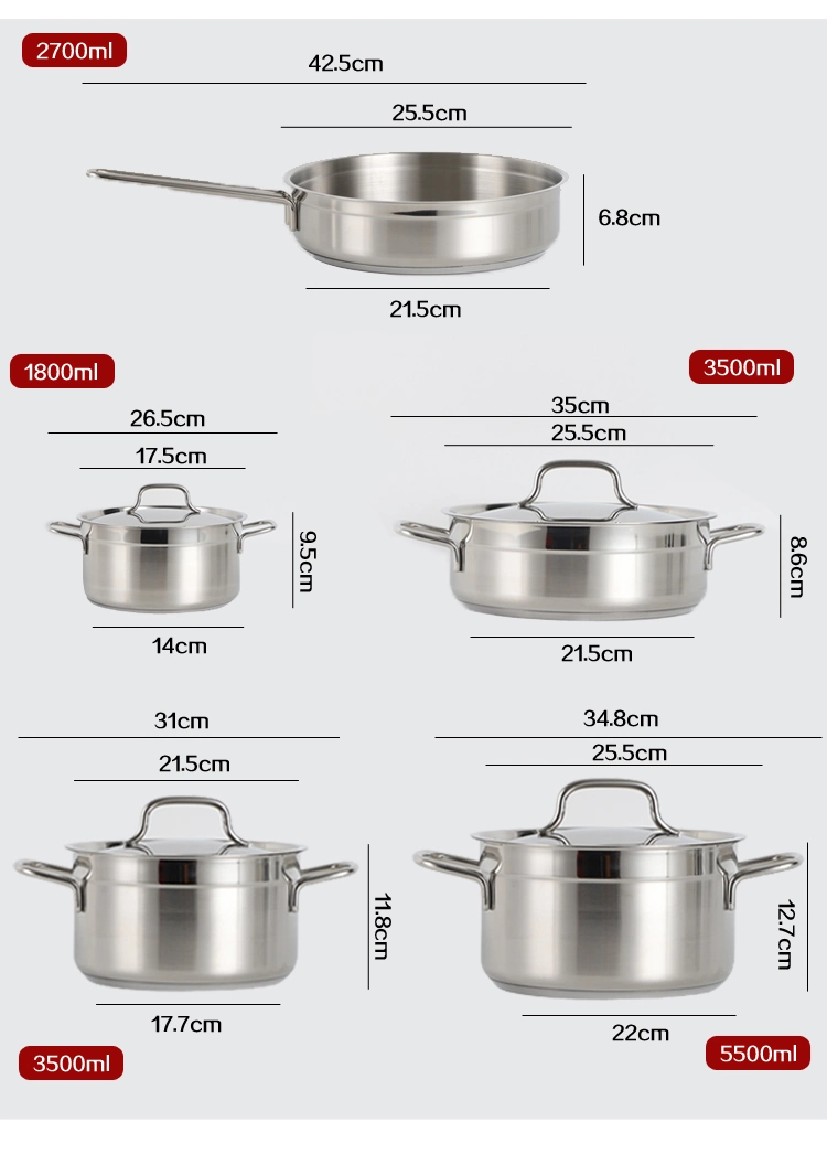 Manufacturers Sales Cooking Pots with Lids Kitchen Pot Sets Stainless Steel Non Stick Cooking Pot Cookware Set