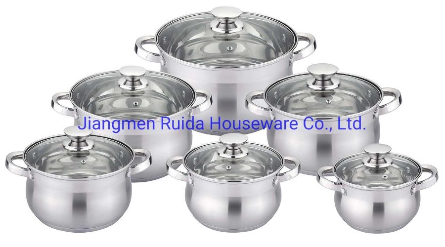 Nonstick Frypan 6PCS 12PCS Stainless Steel Pot Cookware Set Kitchenware with Silver Color