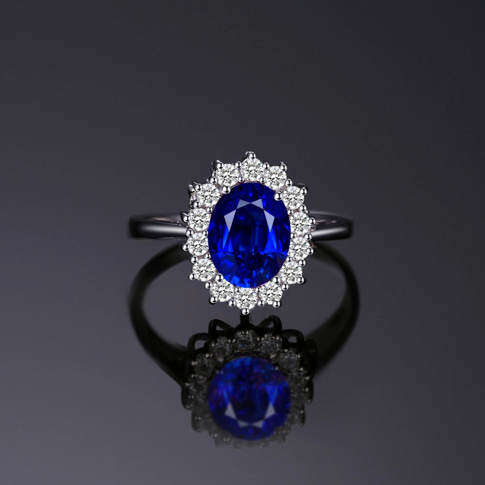 Crystal Silver Plated Blue Diamond Ring