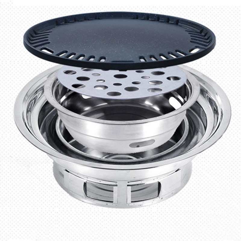 Korean Round Stainless Steel Charcoal Smokeless Carbon Grill