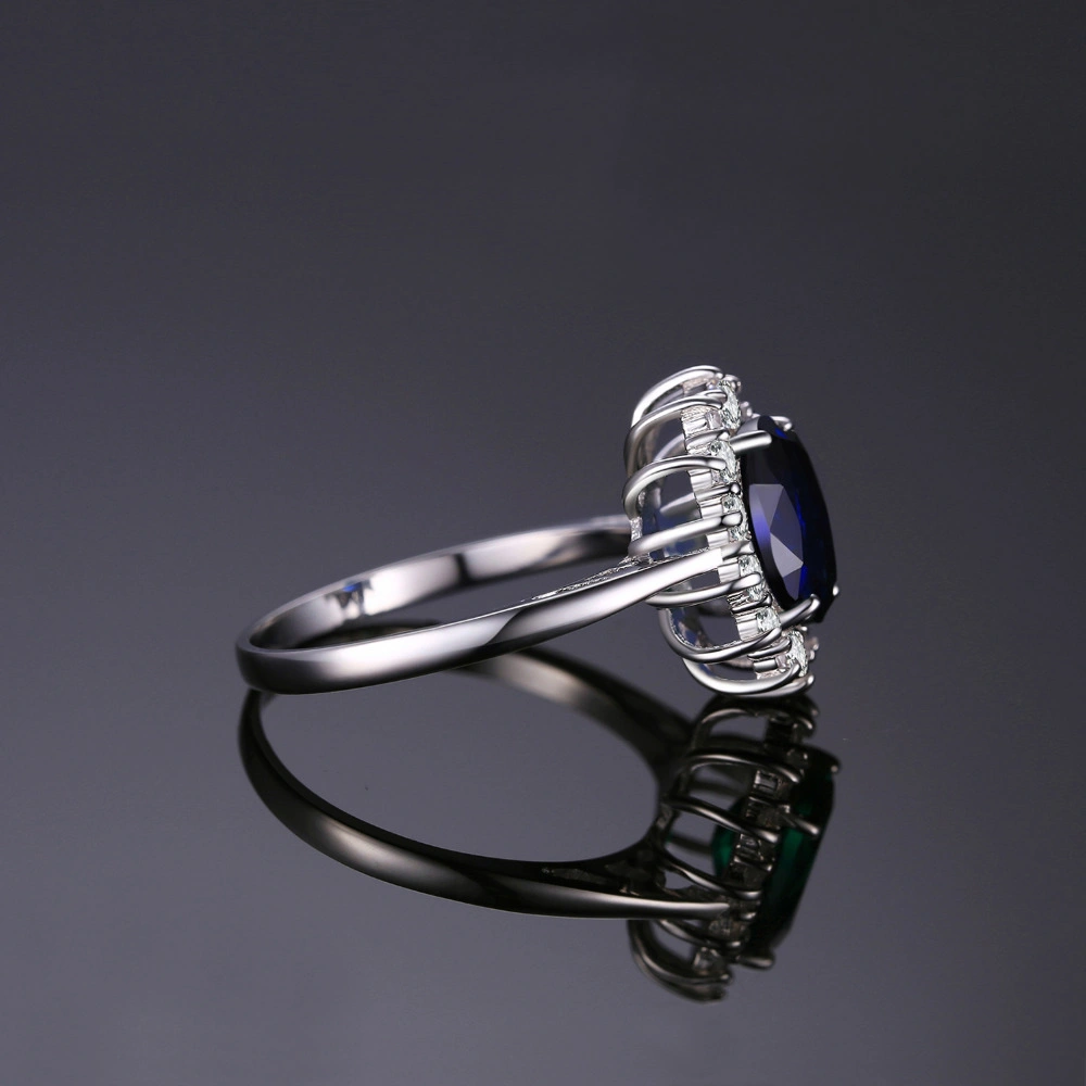 Crystal Silver Plated Blue Diamond Ring