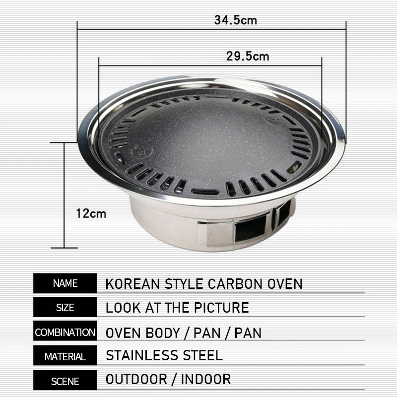 Korean Round Stainless Steel Charcoal Smokeless Grill