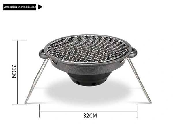 Korean Type Outdoor Portable Non-Stick Carbon Fire Grill / Folding Barbecue Charcoal Grill