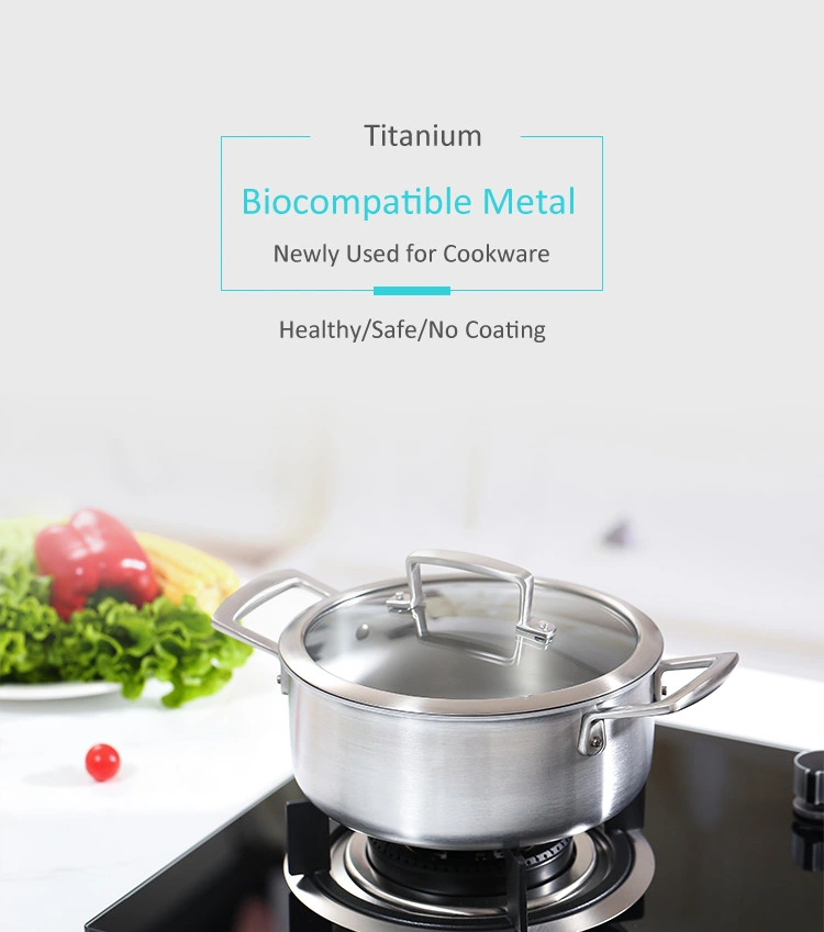 26cm Titanium Stainless Steel Aluminum Three-Layer Soup Pot Stock Pot Cooking Pot
