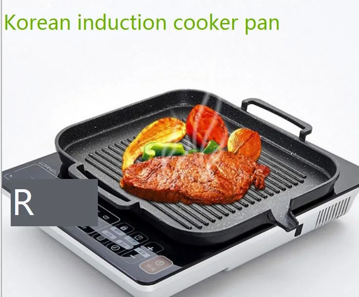 Korean Induction Cooker Grill Plate Square Barbecue Plate Teppanyaki Smokeless Non-Stick Barbecue Pan