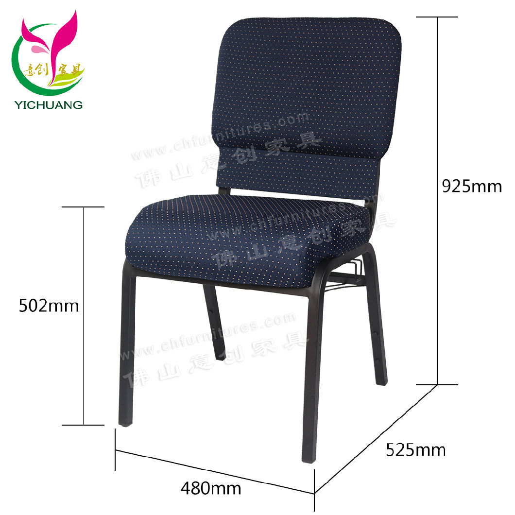 Yc-G38-13 Iron Wholesale Worship Chair Black Stacking Diamond Pattern Blue Chair for Church